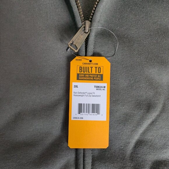 NWT Carhartt Rain Defender® Heavyweight Full-Zip Hoodie – 2XL, color peat - Picture 4 of 9